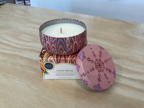 Candle in tin- Aboriginal