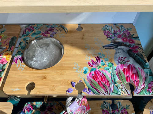 Picnic table with stainless steel ice bucket- kooka