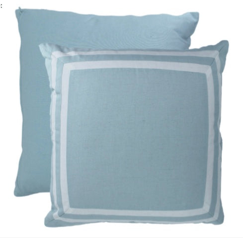 Linen cushion 50x50 cm blue with white border
