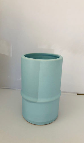 CERAMIC VASE 13 CM- BAMBOO STYLE BLUE